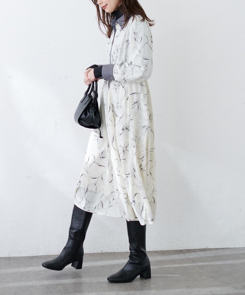 natural couture(ナチュラルクチュール)の「配色襟付きレトロワンピース(ワンピース・レディース・グリーン系/ホワイト系/ブラウン系/ベージュ/ブラック系その他/ベージュ系その他・FREE)」の15枚目の写真