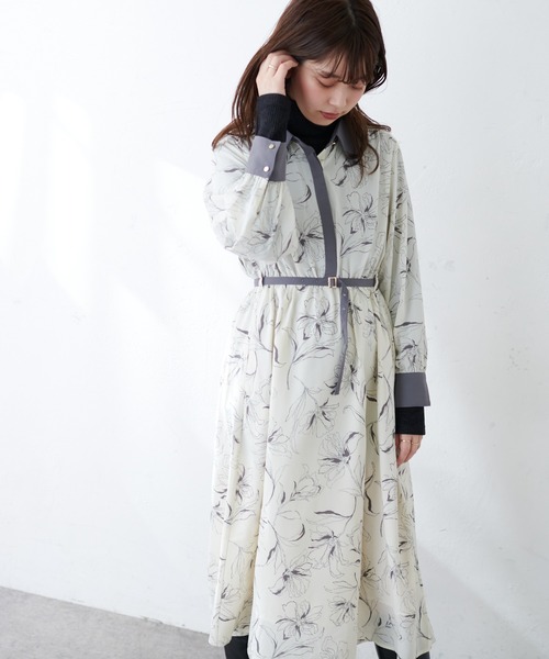 natural couture(ナチュラルクチュール)の「配色襟付きレトロワンピース(ワンピース・レディース・グリーン系/ホワイト系/ブラウン系/ベージュ/ブラック系その他/ベージュ系その他・FREE)」の9枚目の写真