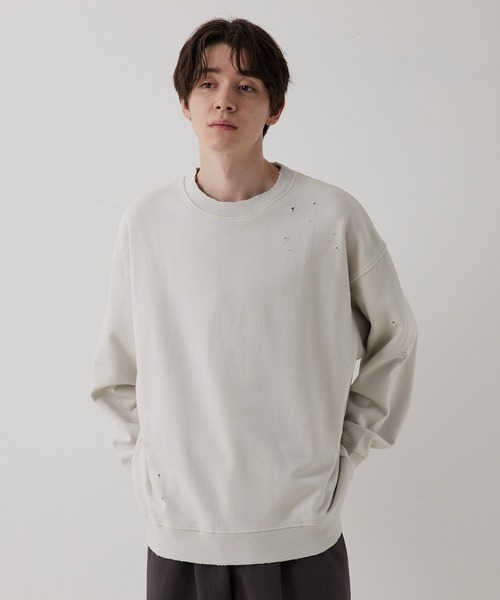 JUNRED（ジュンレッド）の「ダメージスウェット（スウェット・メンズ・ブルー/チャコールグレー/ライトグレー・M/L/S）」の3枚目の写真