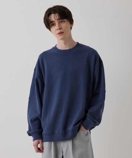 JUNRED（ジュンレッド）の「ダメージスウェット（スウェット・メンズ・ブルー/チャコールグレー/ライトグレー・M/L/S）」の16枚目の写真