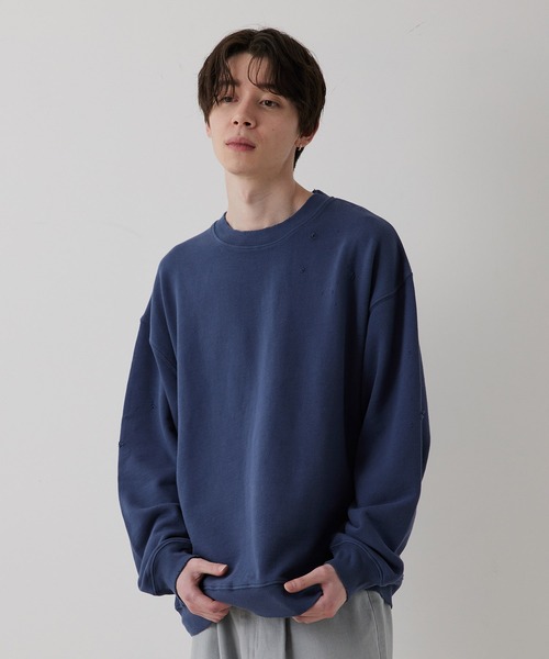 JUNRED（ジュンレッド）の「ダメージスウェット（スウェット・メンズ・ブルー/チャコールグレー/ライトグレー・M/L/S）」の17枚目の写真