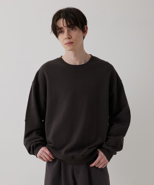 JUNRED（ジュンレッド）の「ダメージスウェット（スウェット・メンズ・ブルー/チャコールグレー/ライトグレー・M/L/S）」の12枚目の写真