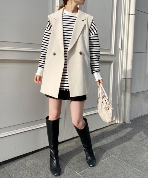 one after another NICE CLAUP(ワンアフターアナザーナイスクラップ)の「ジレにもなるマルチウェイテーラードジャケット(テーラードジャケット・レディース・アイボリー/モカ/イエロー系その他/ネイビー系/ネイビー/ベージュ・FREE)」の15枚目の写真