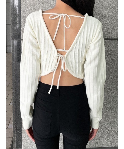 ENVYM（アンビー）の「バックリボンリブＫＮＩＴ（ニット/セーター・レディース・ホワイト/ブラック/レッド・FREE）」の16枚目の写真