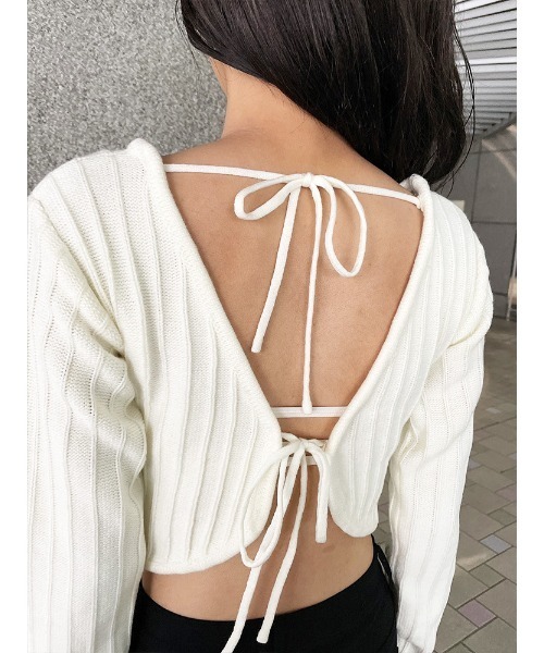 ENVYM（アンビー）の「バックリボンリブＫＮＩＴ（ニット/セーター・レディース・ホワイト/ブラック/レッド・FREE）」の14枚目の写真