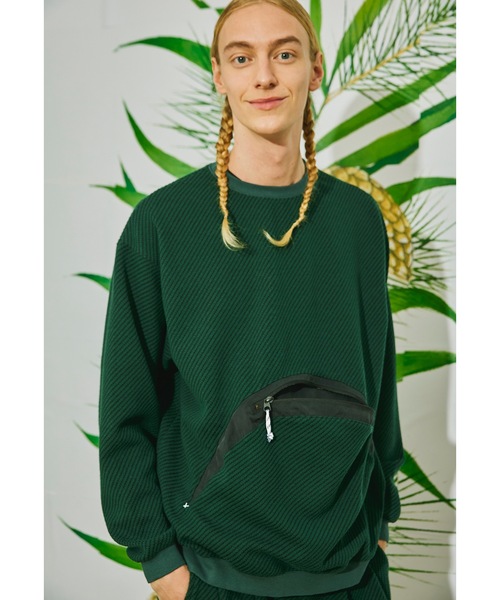 AlexanderLeeChang（アレキサンダーリーチャン）の「BIG TWILL CREW  AC-012201（スウェット・メンズ・グレー/チャコール/グリーン・3/2）」の3枚目の写真