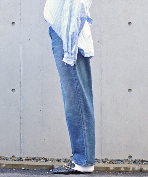HARVESTY(ハーベスティ)の「HARVESTY/ハーベスティ 5ポケットデニムパンツ USED テーパード 美シルエット(デニムパンツ・レディース・ライトブルー・1/2)」の8枚目の写真
