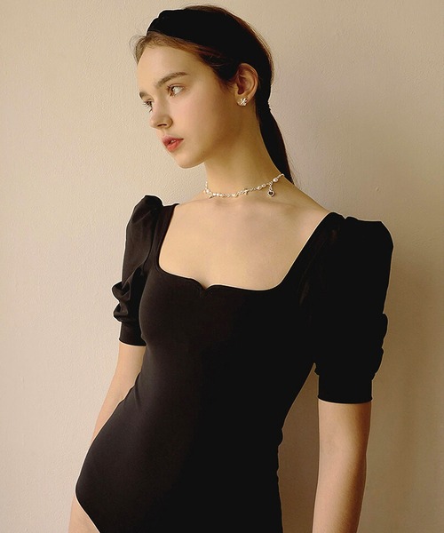 Dita（ディータ）の「トリプルバッグリボンパフスリーブワンピース 水着（水着・レディース・ブラック/ブラック×レッド・M/L）」の6枚目の写真