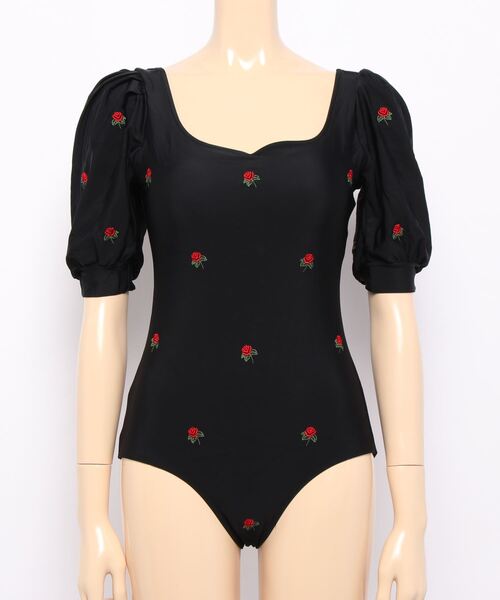 Dita（ディータ）の「トリプルバッグリボンパフスリーブワンピース 水着（水着・レディース・ブラック/ブラック×レッド・M/L）」の3枚目の写真