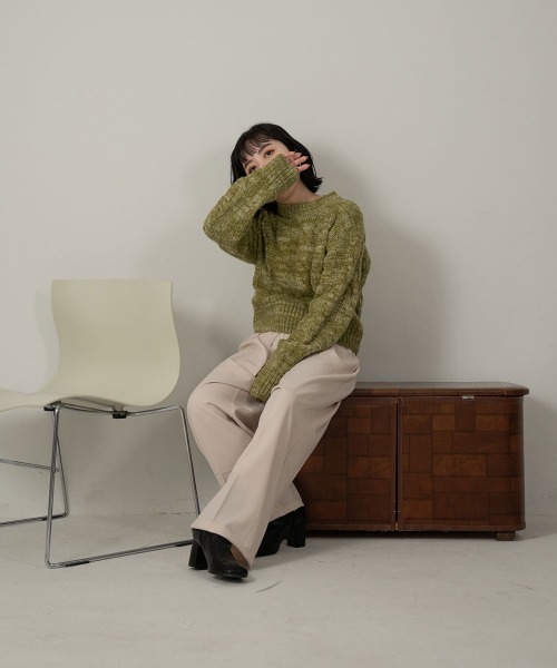 lawgy(ラウジー)の「mix color cable knit(ニット/セーター・レディース・ベージュ/グリーン・FREE)」の9枚目の写真