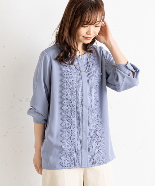 prose verse(プロズヴェール)の「センターレースフロントボタンブラウス(シャツ/ブラウス・レディース・オフホワイト/ブルー/ピンク/ブラック・MEDIUM)」の4枚目の写真