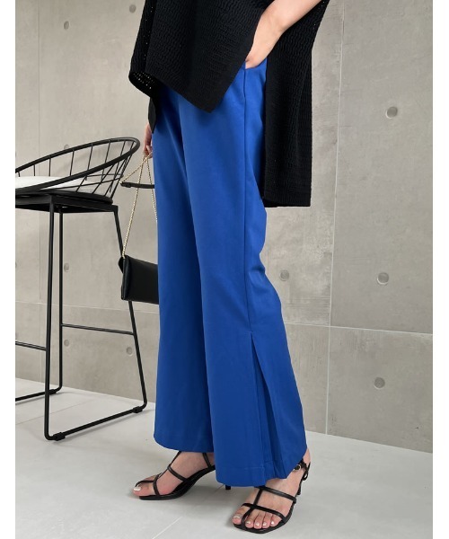 Re:EDIT（リエディ）の「[低身長/高身長サイズ有][イージーケア]サイドボックスタックポンチフレアパンツ（その他パンツ・レディース・ブルー/ブラック/ベージュ/グリーン/アイボリー・SHORT/MEDIUM/LARGE/SMALL/TALL）」の5枚目の写真