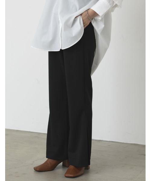 Re:EDIT（リエディ）の「[低身長/高身長サイズ有][イージーケア]サイドボックスタックポンチフレアパンツ（その他パンツ・レディース・ブルー/ブラック/ベージュ/グリーン/アイボリー・SHORT/MEDIUM/LARGE/SMALL/TALL）」の6枚目の写真