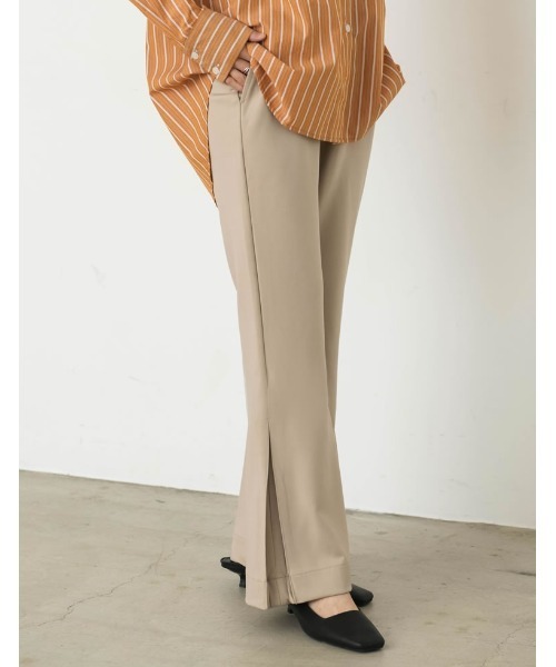 Re:EDIT（リエディ）の「[低身長/高身長サイズ有][イージーケア]サイドボックスタックポンチフレアパンツ（その他パンツ・レディース・ブルー/ブラック/ベージュ/グリーン/アイボリー・SHORT/MEDIUM/LARGE/SMALL/TALL）」の10枚目の写真