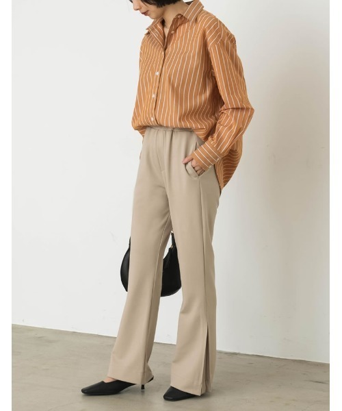 Re:EDIT（リエディ）の「[低身長/高身長サイズ有][イージーケア]サイドボックスタックポンチフレアパンツ（その他パンツ・レディース・ブルー/ブラック/ベージュ/グリーン/アイボリー・SHORT/MEDIUM/LARGE/SMALL/TALL）」の12枚目の写真