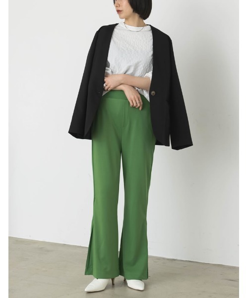 Re:EDIT（リエディ）の「[低身長/高身長サイズ有][イージーケア]サイドボックスタックポンチフレアパンツ（その他パンツ・レディース・ブルー/ブラック/ベージュ/グリーン/アイボリー・SHORT/MEDIUM/LARGE/SMALL/TALL）」の19枚目の写真