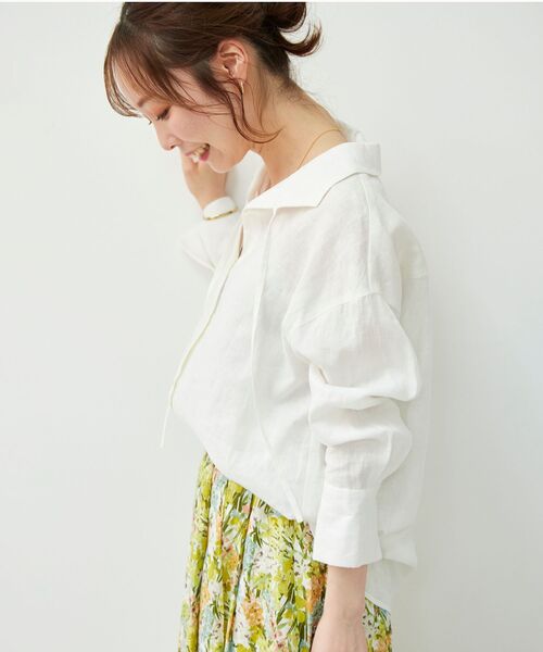 le.coeur blanc（ルクールブラン）の「le lin zephyr オープンカラーシャツ（シャツ/ブラウス・レディース・オフホワイト/イエロー/カーキオリーブ・38）」の21枚目の写真