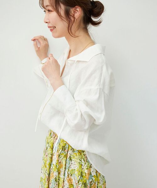 le.coeur blanc（ルクールブラン）の「le lin zephyr オープンカラーシャツ（シャツ/ブラウス・レディース・オフホワイト/イエロー/カーキオリーブ・38）」の6枚目の写真