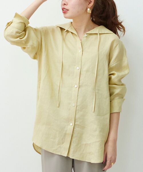 le.coeur blanc（ルクールブラン）の「le lin zephyr オープンカラーシャツ（シャツ/ブラウス・レディース・オフホワイト/イエロー/カーキオリーブ・38）」の11枚目の写真