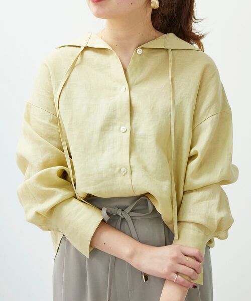 le.coeur blanc（ルクールブラン）の「le lin zephyr オープンカラーシャツ（シャツ/ブラウス・レディース・オフホワイト/イエロー/カーキオリーブ・38）」の7枚目の写真