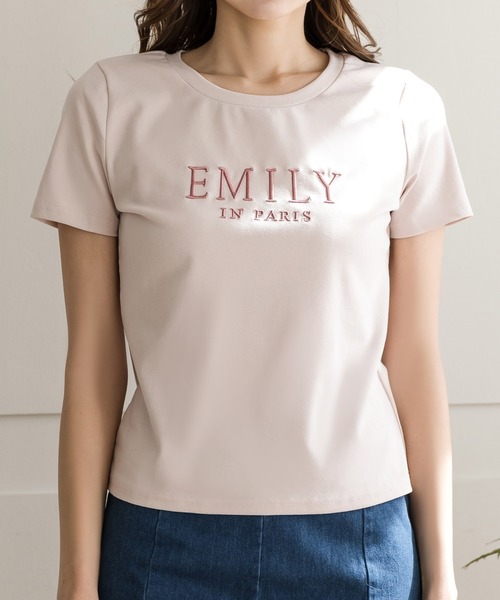 Julia Boutique（ジュリアブティック）の「EMILY刺繍ロゴデザインTシャツ/22044（Tシャツ/カットソー・レディース・ホワイト/ブラック/ピンク・ONE）」の13枚目の写真