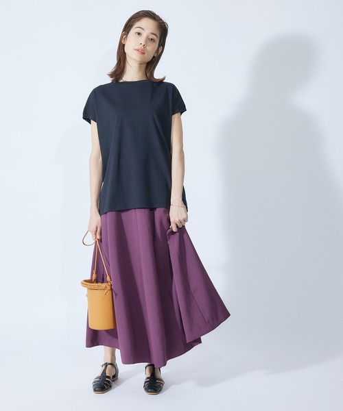 ROPE'（ロペ）の「【新色追加】【接触冷感】コットン天竺キャップスリーブＴシャツ（Tシャツ/カットソー・レディース・ホワイト/ブラック/ベージュ/サックスブルー/ピンク系その他/ダークブラウン・38）」の18枚目の写真