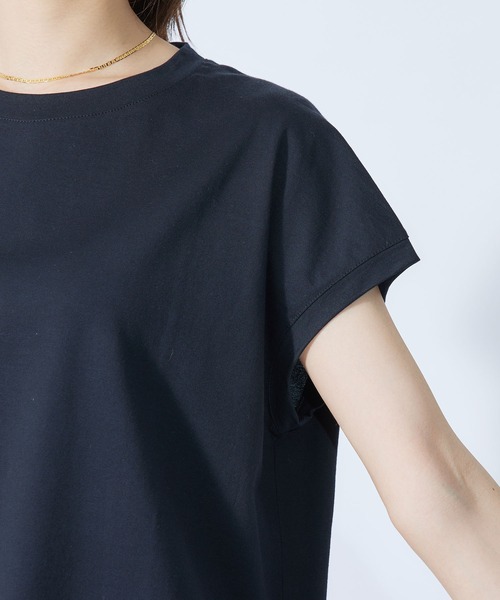 ROPE'（ロペ）の「【新色追加】【接触冷感】コットン天竺キャップスリーブＴシャツ（Tシャツ/カットソー・レディース・ホワイト/ブラック/ベージュ/サックスブルー/ピンク系その他/ダークブラウン・38）」の19枚目の写真