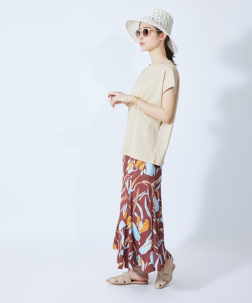 ROPE'（ロペ）の「【新色追加】【接触冷感】コットン天竺キャップスリーブＴシャツ（Tシャツ/カットソー・レディース・ホワイト/ブラック/ベージュ/サックスブルー/ピンク系その他/ダークブラウン・38）」の20枚目の写真