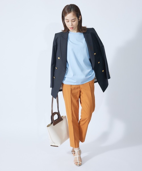 ROPE'（ロペ）の「【新色追加】【接触冷感】コットン天竺キャップスリーブＴシャツ（Tシャツ/カットソー・レディース・ホワイト/ブラック/ベージュ/サックスブルー/ピンク系その他/ダークブラウン・38）」の15枚目の写真