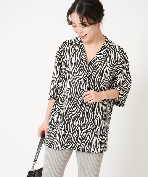 U by SPICK&SPAN SELECT(ユーバイスピックアンドスパンセレクト)の「【SELENAHELIOS/セレナヘリオス】 別注アニマルプリントシャツ(シャツ/ブラウス・レディース・ブラック/オレンジ・FREE)」の9枚目の写真