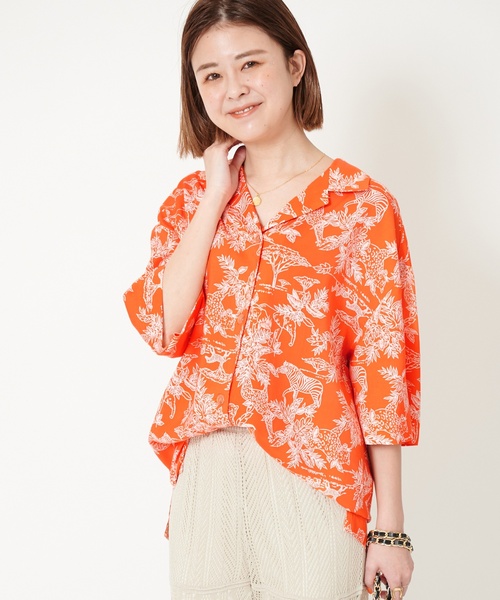 U by SPICK&SPAN SELECT(ユーバイスピックアンドスパンセレクト)の「【SELENAHELIOS/セレナヘリオス】 別注アニマルプリントシャツ(シャツ/ブラウス・レディース・ブラック/オレンジ・FREE)」の22枚目の写真