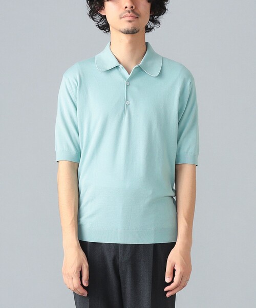 【ほぼ未使用】JOHN SMEDLEY / ISIS 30ゲージニットポロシャツ JOHN SMEDLEY ジョンスメドレー ニットポロシャツ ISIS シー