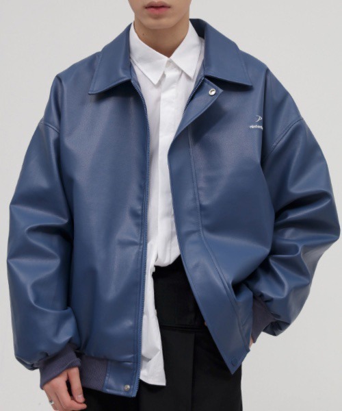 WESTBOY(ウエストボーイ)の「【WB ORIGINALS】Oversized Stadium Jacket in PU Leather WO22S2HOT01(その他アウター・メンズ・ホワイト/ブラック/ブルー・M/L/XL)」の3枚目の写真