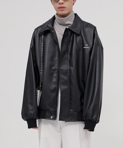 WESTBOY(ウエストボーイ)の「【WB ORIGINALS】Oversized Stadium Jacket in PU Leather WO22S2HOT01(その他アウター・メンズ・ホワイト/ブラック/ブルー・M/L/XL)」の13枚目の写真