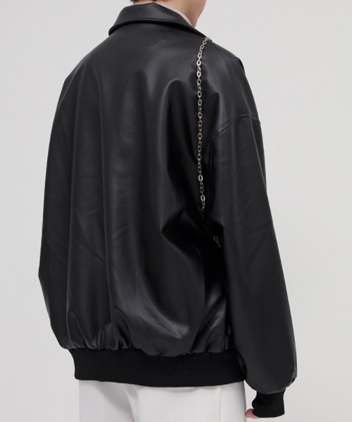 WESTBOY(ウエストボーイ)の「【WB ORIGINALS】Oversized Stadium Jacket in PU Leather WO22S2HOT01(その他アウター・メンズ・ホワイト/ブラック/ブルー・M/L/XL)」の4枚目の写真
