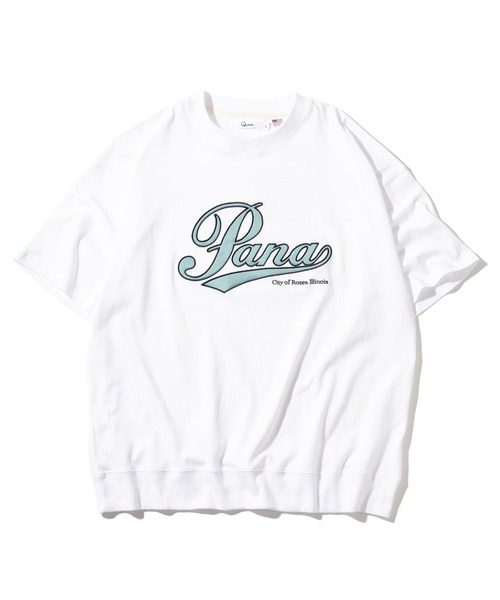 SlashDate(スラッシュデイト)の「アップリケ刺繍カレッジロゴTシャツ/半袖スウェット/ビッグシルエット/ユニセックス(Tシャツ/カットソー・レディース・ホワイト/チャコールグレー/ブルー/グリーン/ホワイト系その他/グレイッシュベージュ・M/L)」の10枚目の写真