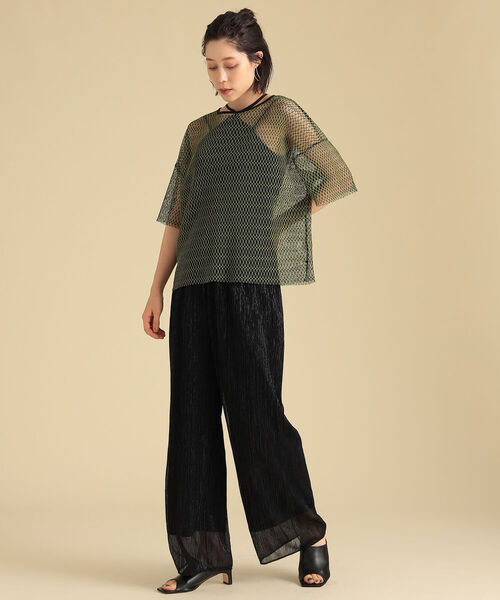 Ray BEAMS（レイビームス）の「Ray BEAMS / ラメ プリーツ パンツ（その他パンツ・レディース・ブラック/イエロー系その他5・1/0）」の6枚目の写真