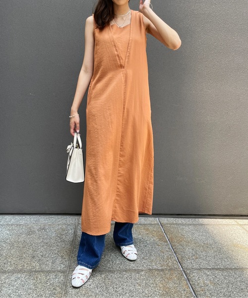 StyleSea（スタイルシー）の「2wayリネンタッチノースリーブワンピース（ワンピース・レディース・ブラック/オレンジ/アイボリー/ライトベージュ・MEDIUM）」の4枚目の写真