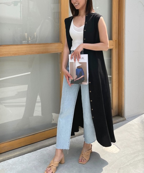 StyleSea（スタイルシー）の「2wayリネンタッチノースリーブワンピース（ワンピース・レディース・ブラック/オレンジ/アイボリー/ライトベージュ・MEDIUM）」の5枚目の写真