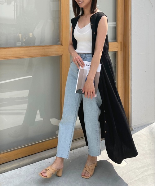 StyleSea（スタイルシー）の「2wayリネンタッチノースリーブワンピース（ワンピース・レディース・ブラック/オレンジ/アイボリー/ライトベージュ・MEDIUM）」の6枚目の写真