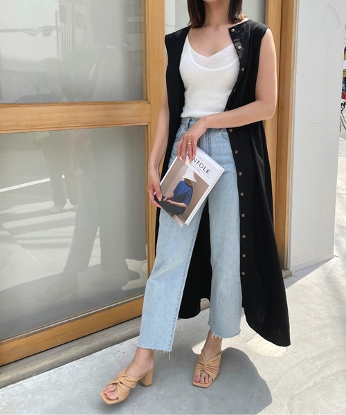 StyleSea（スタイルシー）の「2wayリネンタッチノースリーブワンピース（ワンピース・レディース・ブラック/オレンジ/アイボリー/ライトベージュ・MEDIUM）」の7枚目の写真