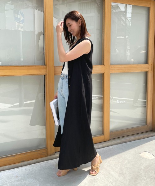 StyleSea（スタイルシー）の「2wayリネンタッチノースリーブワンピース（ワンピース・レディース・ブラック/オレンジ/アイボリー/ライトベージュ・MEDIUM）」の10枚目の写真