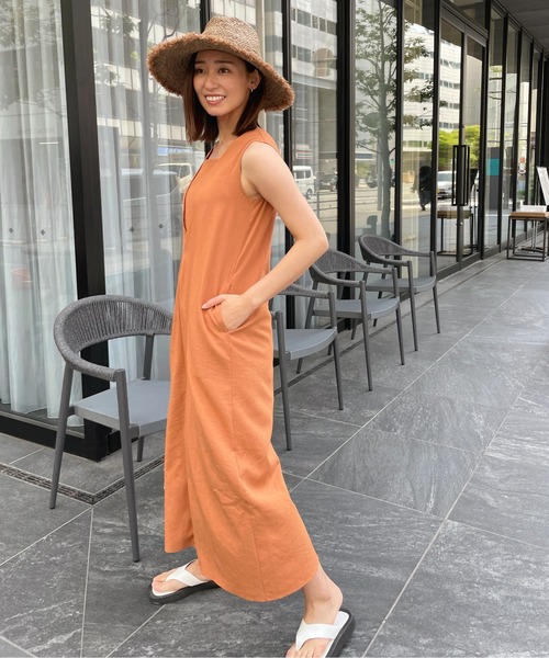 StyleSea（スタイルシー）の「2wayリネンタッチノースリーブワンピース（ワンピース・レディース・ブラック/オレンジ/アイボリー/ライトベージュ・MEDIUM）」の21枚目の写真