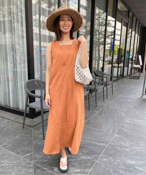 StyleSea（スタイルシー）の「2wayリネンタッチノースリーブワンピース（ワンピース・レディース・ブラック/オレンジ/アイボリー/ライトベージュ・MEDIUM）」の18枚目の写真