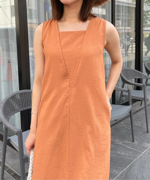 StyleSea（スタイルシー）の「2wayリネンタッチノースリーブワンピース（ワンピース・レディース・ブラック/オレンジ/アイボリー/ライトベージュ・MEDIUM）」の20枚目の写真