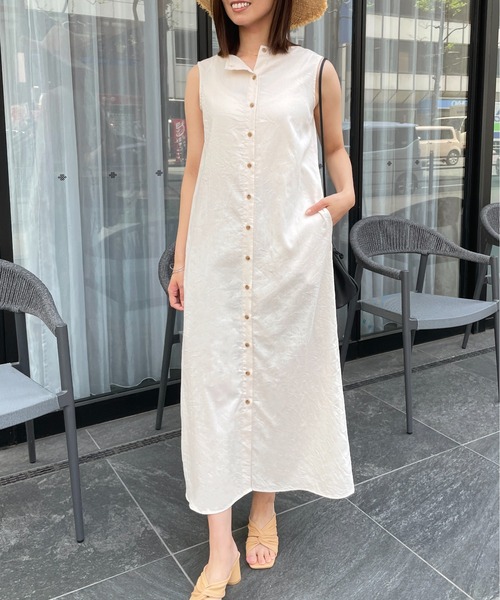 StyleSea（スタイルシー）の「2wayリネンタッチノースリーブワンピース（ワンピース・レディース・ブラック/オレンジ/アイボリー/ライトベージュ・MEDIUM）」の11枚目の写真