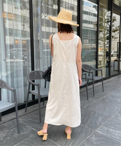 StyleSea（スタイルシー）の「2wayリネンタッチノースリーブワンピース（ワンピース・レディース・ブラック/オレンジ/アイボリー/ライトベージュ・MEDIUM）」の15枚目の写真