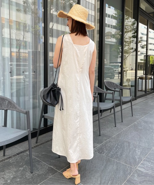 StyleSea（スタイルシー）の「2wayリネンタッチノースリーブワンピース（ワンピース・レディース・ブラック/オレンジ/アイボリー/ライトベージュ・MEDIUM）」の16枚目の写真