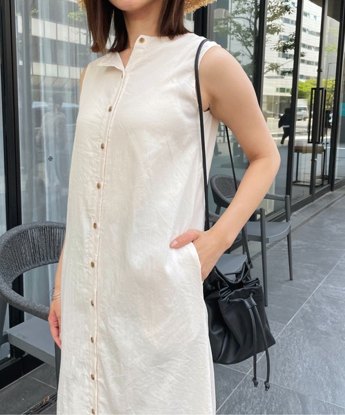 StyleSea（スタイルシー）の「2wayリネンタッチノースリーブワンピース（ワンピース・レディース・ブラック/オレンジ/アイボリー/ライトベージュ・MEDIUM）」の12枚目の写真