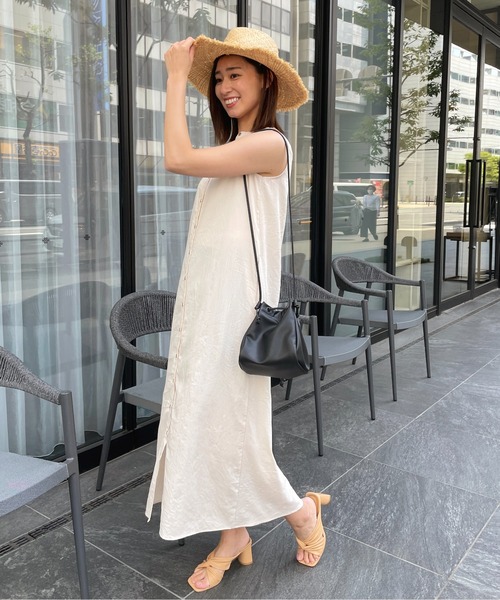 StyleSea（スタイルシー）の「2wayリネンタッチノースリーブワンピース（ワンピース・レディース・ブラック/オレンジ/アイボリー/ライトベージュ・MEDIUM）」の13枚目の写真